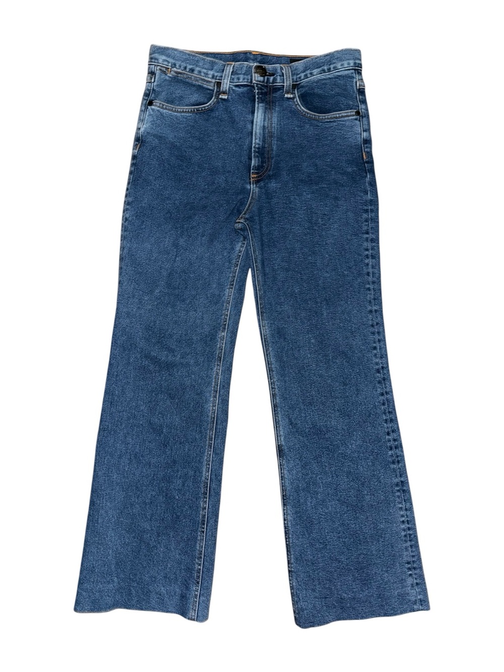 Rag & Bone Size 27 High Rise Bootcut Crop Jeans Blue Stretch Denim EUC